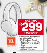 JBL White Wired Headphones OH4273