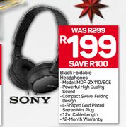 Sony Black Foldable Headphones MDR-ZX110/BCE