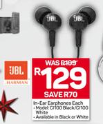 JBL In Ear Earphones C1100 Black/C1100 White