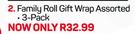 Family Roll Gift Wrap Assorted 3 Pack