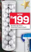 Baubles 50 Pack Assorted Colours-Each