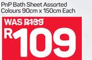 PnP Bath Sheet Assorted Colours-90cm x 150cm Each