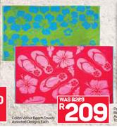 Colibri Velour Beach Towels Assorted Designs-Each
