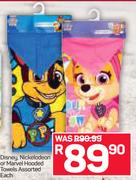 Disney,Nicklodeon Or Marvel Hooded Towels Assorted-Each