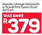 Republic Lifestyle Hemsworth Or Scandi Print Queen Duvet Set-Each