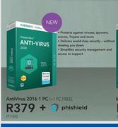Kaspersky AntiVirus 2016 1 PC (+ 1 PC Free)