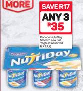 Dannone Nutriday Smooth Low Fat Yoghurt Assorted-3 x 6x100g