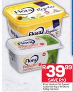 Flora Medium Fat Spread Assorted 1kg or Proactive 500g Tub-Each