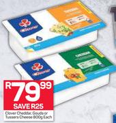 Clover Cheddar, Gouda Or Tussers Cheese-800g Each