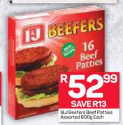I&J Beefers Beef Patties Assorted-800g Each