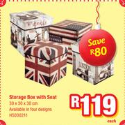 Storage Box With Seat 30x30x30cm-Each