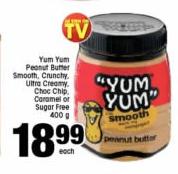 Yum Yum Peanut Butter Smooth, Crunchy, Ultra Creamy, Choc Chip, Caramel Or Sugar Free-400g