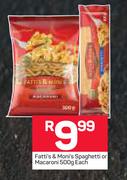Fatti’s & Moni’s Spaghetti Or Macaroni-500g Each