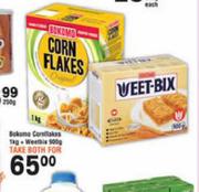 Bokomo Cornflakes-1Kg + Weetbix-900g Both For
