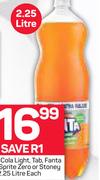 Coca-Cola Light, Tab Fanta Zero, Sprite Zero Or Stoney Zero-2.25Litre Each