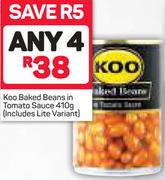 Koo Baked Beans in Tomato Sauce(Include Lite Variant)-4X410g