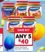 Purity 2nd Foods Jar Assorted-5 x 125ml
