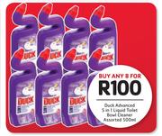 Duck Advanced 5 In 1 Liquid Toilet Bowl Cleaner Assorted-8 x 500ml 