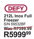 Defy 212Ltr Inox Full Freezer S/N 69532BF