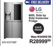 LG 665Ltr Side By Side Instaview Fridge S/N 63379BF