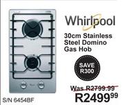 Whirlpool 30 cm Stainless Steel Domino Gas Hob S/N 6454BF
