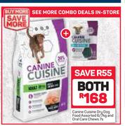 Canine Cuisine Dry Dog Food 6/7kg & Oral Care Chews 7's-For Both