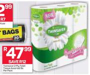 Twinsaver 2 Ply Toilet Tissue-9's Per Pack