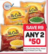 McCain Garden Peas, Mixed Veg Or Sweet Corn-2 x 1Kg