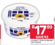No Name 25% Fat Spread Lite Tub-1Kg