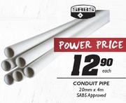 Conduit Pipe 20mm x4m-Each