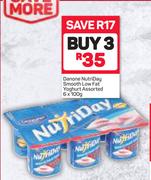 Danone Nutriday Smooth Low Fat Yoghurt Assorted-3 x 6 x 100g