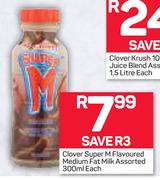 Clover Super M Flavoured Medium Fat Milk-300ml Each