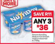 Danone Nutriday Medium Fat Smooth Yoghurt-3X6X100g