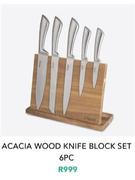 Acacia Wood Knife Block Set (6 Pieces)