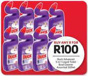 Duck Advanced 5 In 1 Liquid Toilet Bowl Cleaner Assorted-8 x 500ml 