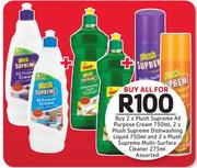 Plush Supreme All Purpose Cream 2x750ml,Dishwashing Liquid 2x750ml&Multi Surface Cleaner 2x275ml-All