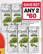 Ceres 100% Fruit Juice Blend Assorted-2 x 6 x 200ml