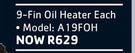 AIM 9 Fin Oil Heater A19FOH-Each