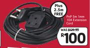 PnP 5mm 1mm 10A Extension Cord Free 2.5m