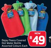 Dejay Fleece Covered Hot Water Bottle Assorted Colours-Each