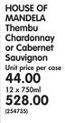 House of Mandela Thembu Chardonnay or Cabernet Sauvignon-12 x 750ml