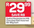 Godiva Masterpiece Milk Chocolate Slab Assorted-83/86g Each