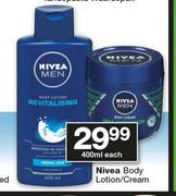 Nivea Body Lotion/Cream-400ml Each