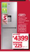 Defy 425Ltr Metallic Fridge With Bottom Freezer & Water Dispenser DAC617