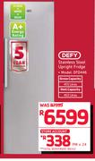 Defy 455Ltr Stainless Steel Upright Fridge DFD446