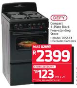 Defy Compact 4 Plate Black Free Standing Stove DSS514