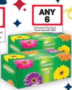 Twinsaver 2 Ply Facial Tissue Assorted-6X180's