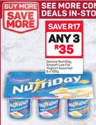 Danone Nutriday Smooth Low Fat Yoghurt Assorted-3 x 6 x 100g
