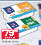 Clover Cheddar, Gouda Or Tussers Cheese-800g Each