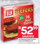 I&J Beefers Beef Patties Assorted-800g Each